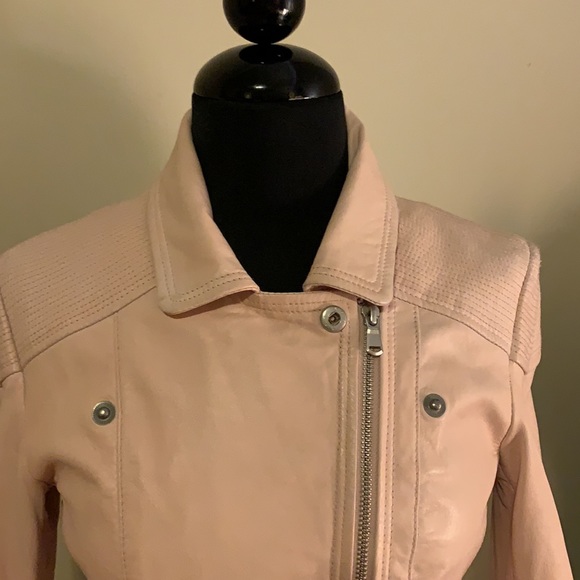 Danier Blush Pink Leather Jacket 2XS XXS - Picture 7 of 13